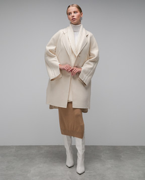 Ermanno Scervino Біле пальто з вовни з пуховим жилетом D436D310CGRHNG