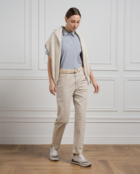 Brunello Cucinelli Сіре поло з ланцюжком моніль M0T63EM415