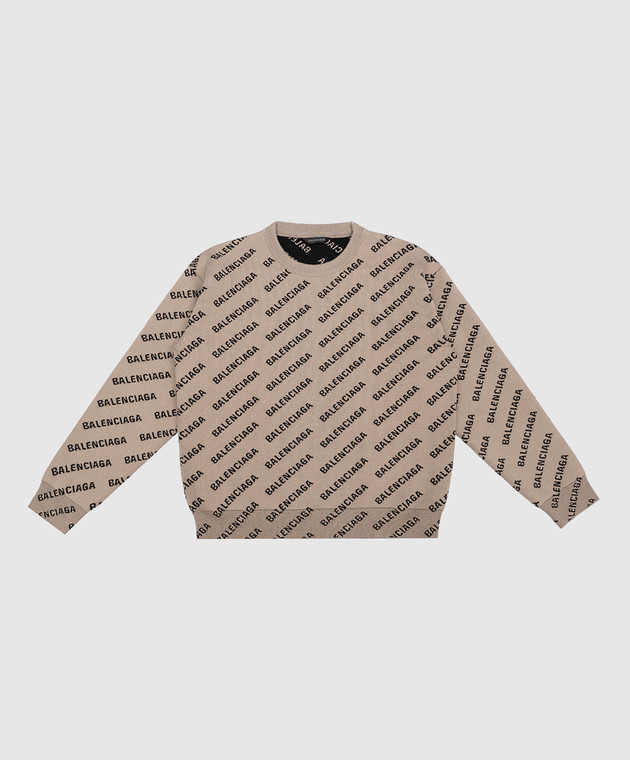 Balenciaga Children's brown jumper in a logo pattern 744377T3233