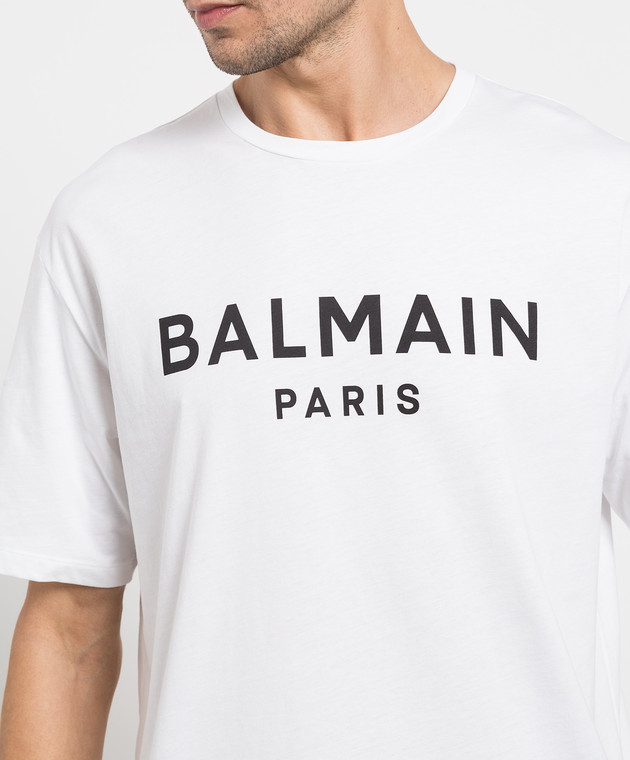 Balmain White t-shirt with logo print AH1EG000BB73 изображение 5
