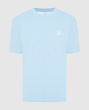 Brunello Cucinelli Голубая футболка с принтом M0B138440
