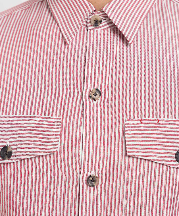 ISAIA Burgundy striped shirt OSHIC194180 изображение 5