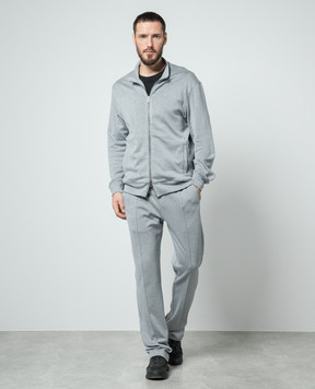 ISAIA Серая спортивная кофта с шелком MF0019J0185