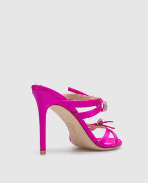 Stuart Weitzman Розовые атласные мюли SW Bow 100 с кристаллами Swarovski SB587