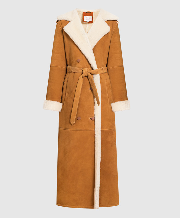 Babe Pay Pls Brown double-breasted sheepskin coat 2223