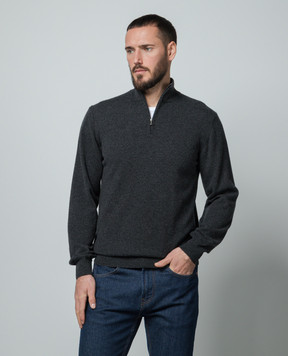 Cashmere&Whiskey Сірий джемпер з кашеміру з блискавкою 357N