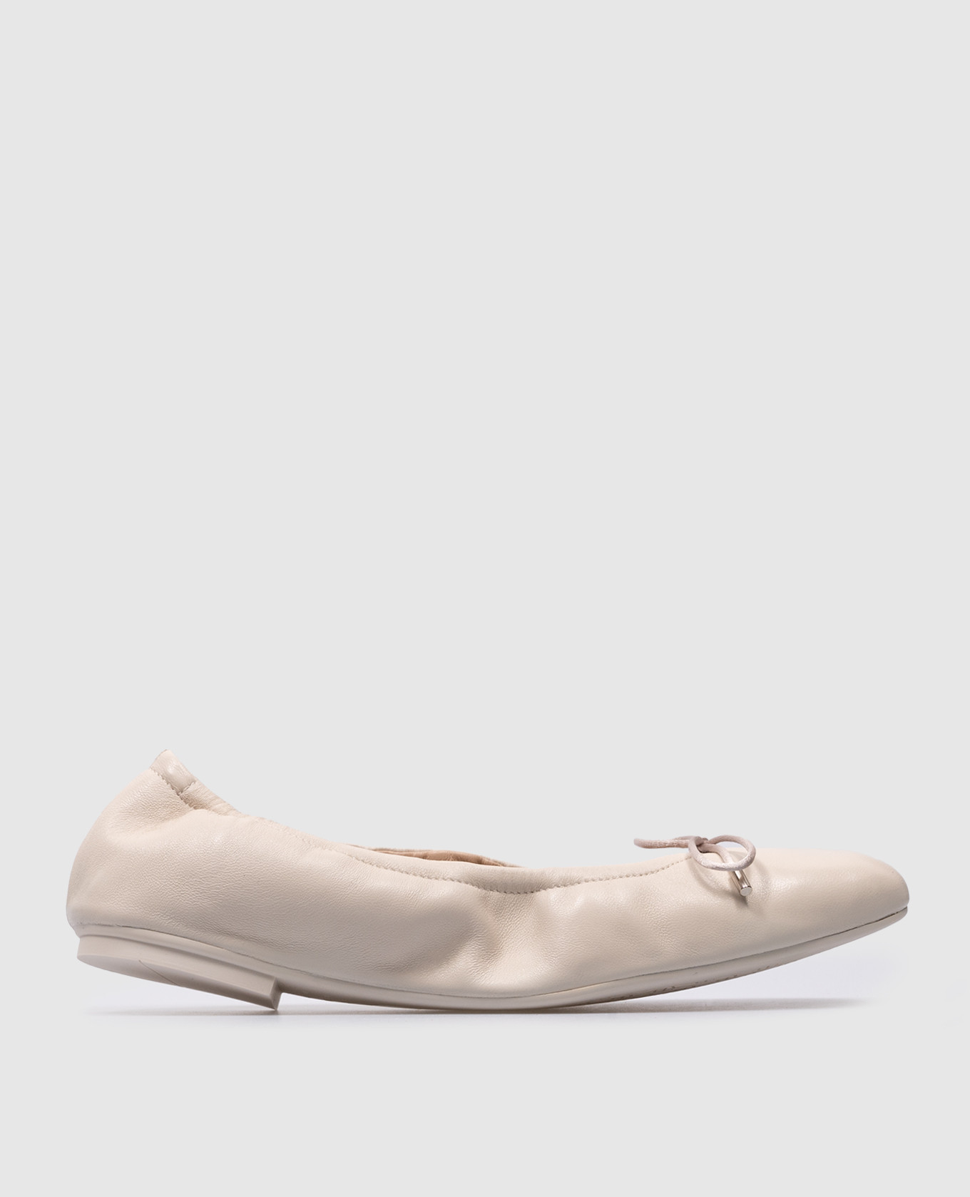 Bardot beige leather ballet flats with a bow