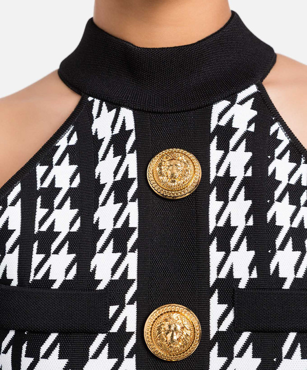 Balmain Сукня з плісуванням у візерунок гусяча лапка YF1R3051KC23 зображення 5