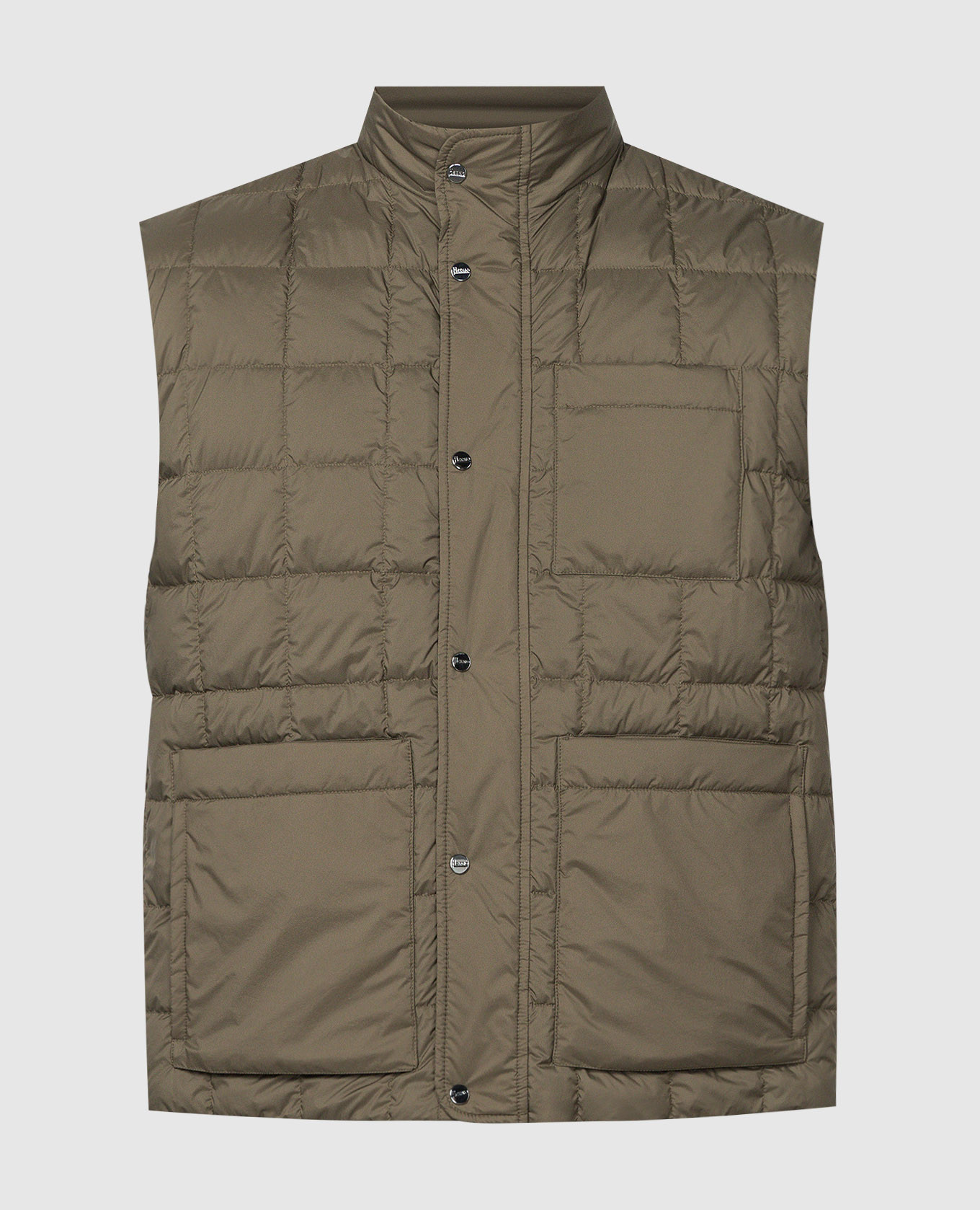 Green down vest with logo