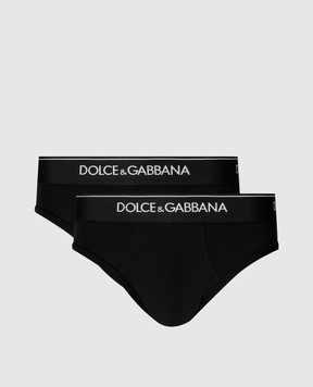 Dolce&Gabbana Комплект черных трусов-слипов с контрастным логотипом M9C03JFUGIW