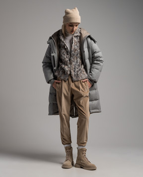 Brunello Cucinelli Сірий ажурний кардиган MTA309406