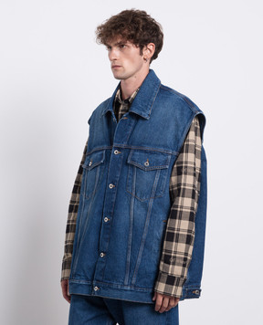 Off-White Синий джинсовый жилет с эффектом потертости OMYR001F23DEN001