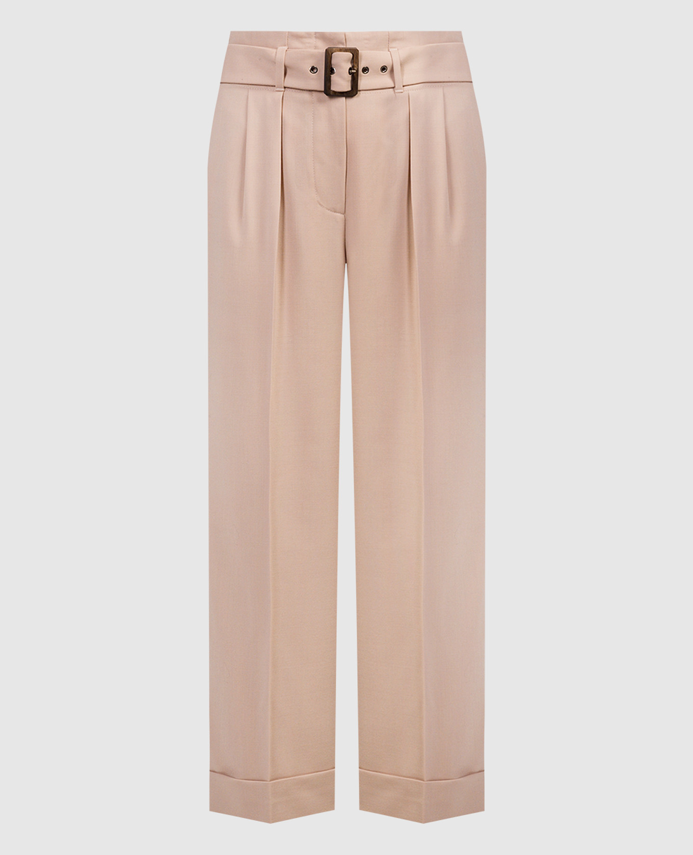 Beige trousers with a high fit