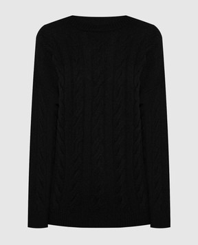 Solotre Чорний светр з вовни та кашеміру у фактурний візерунок M3R0022