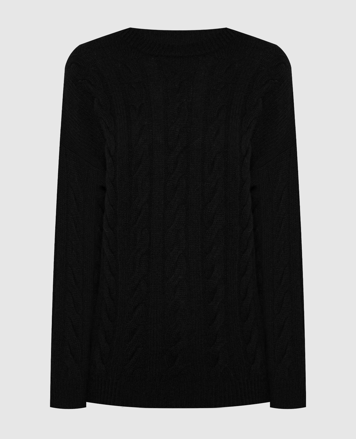 Черный свитер из шерсти и кашемира в фактурный узор.
