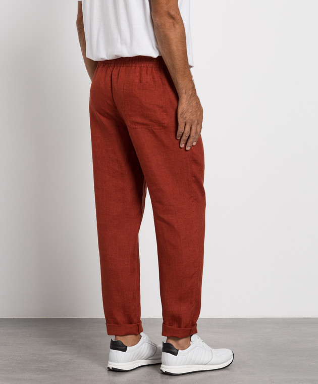 Loro Piana Теракотові штани з льону FAM1900 зображення 4