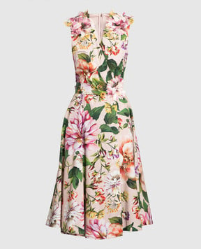 Dolce&Gabbana Бежевое платье миди в цветочный принт F6H4AZHS5F8