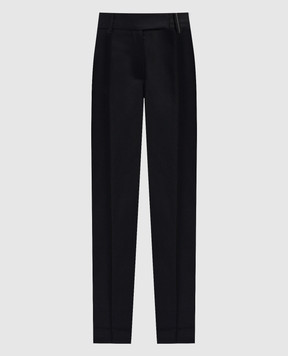 Brunello Cucinelli Чорні штани з вовни з ланцюжком моніль MD549P8356