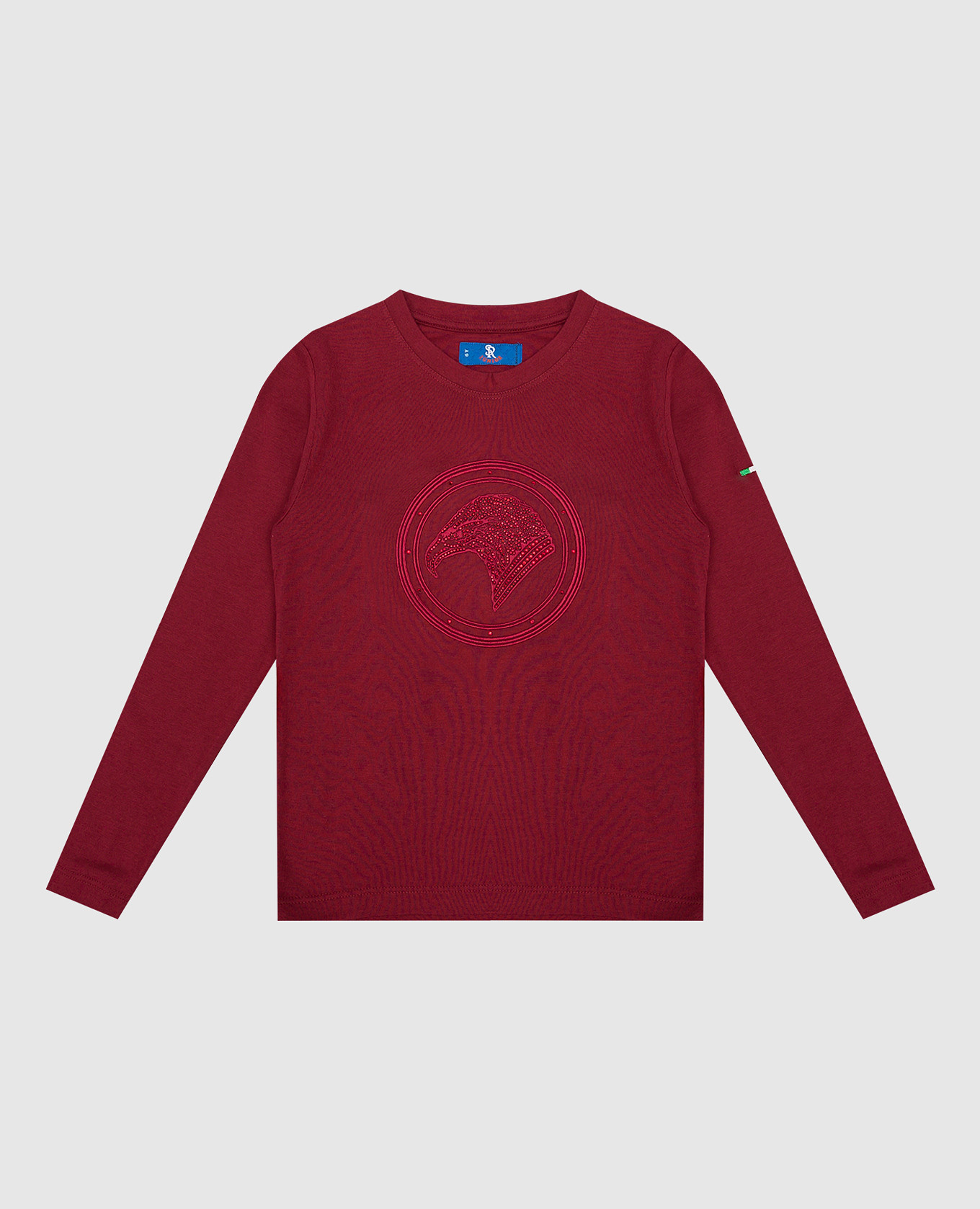 Children's burgundy longsleeve with embroidery and crystals