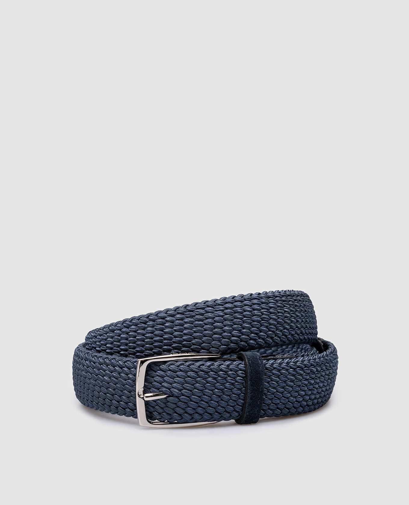 Blue woven belt with logo