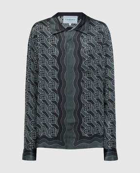 Casablanca Сіра блуза із шовку у візерунок Heart Monogram UMF23SH00612