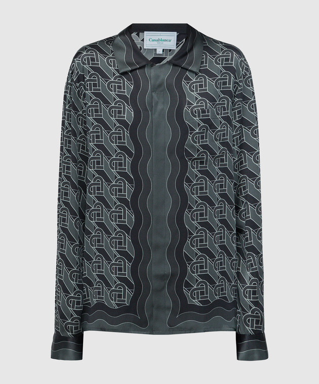 Casablanca Gray silk blouse with Heart Monogram pattern UMF23SH00612