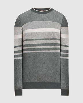 Peserico Серый свитер из шерсти и кашемира в полоску R59275F129470C