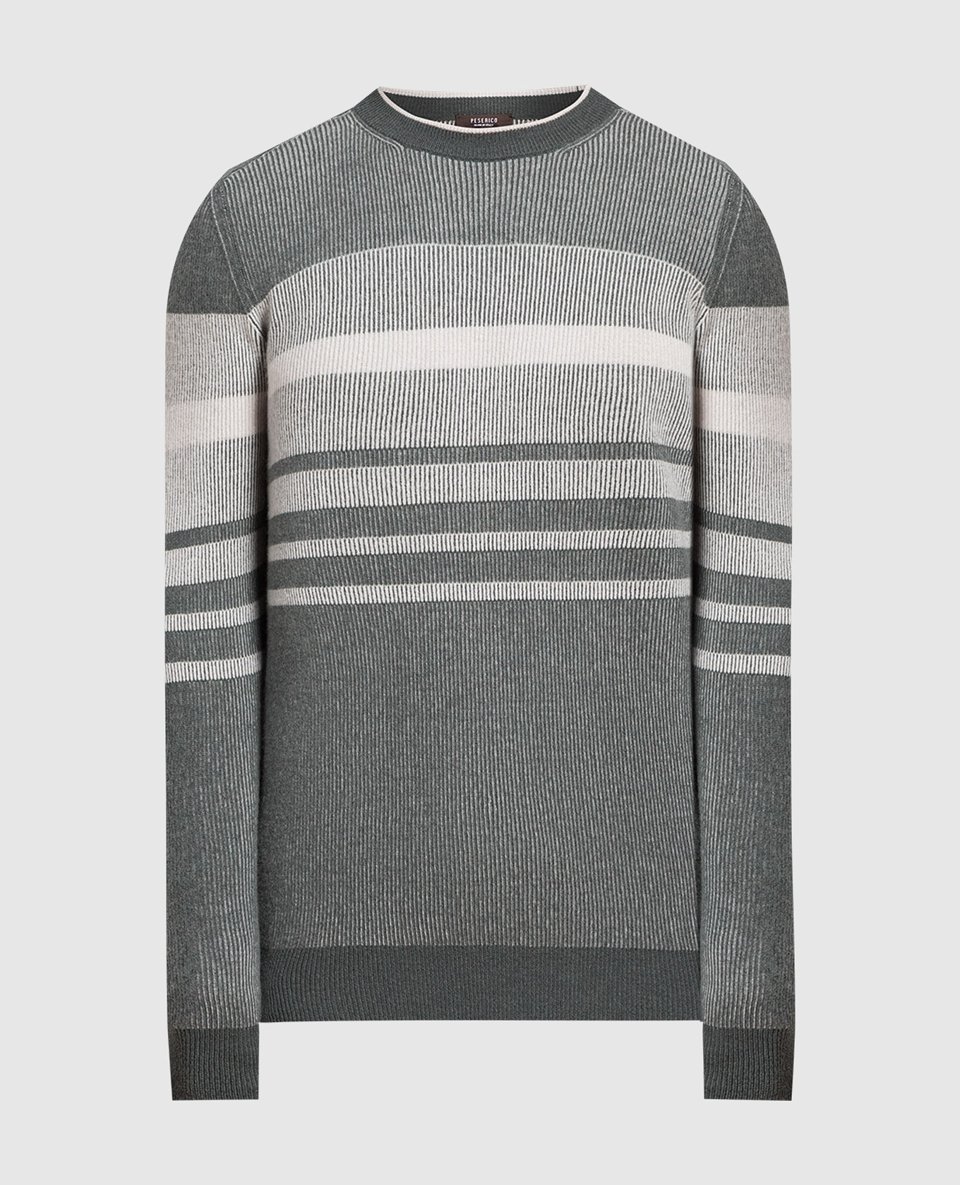 Grey striped wool and cashmere sweater