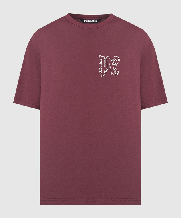 Palm Angels Burgundy t-shirt with monogram PMAA089E23JER001