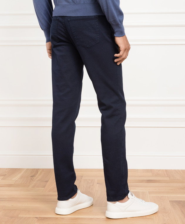 Brunello Cucinelli Сині джинси з патчем та вишивкою логотипу M277PD2210 зображення 4