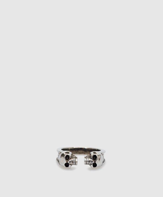 Alexander McQueen Silver ring with skulls 554576J160Y