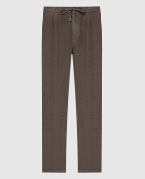 Enrico Mandelli Коричневі  штани з льону GYM02B4562