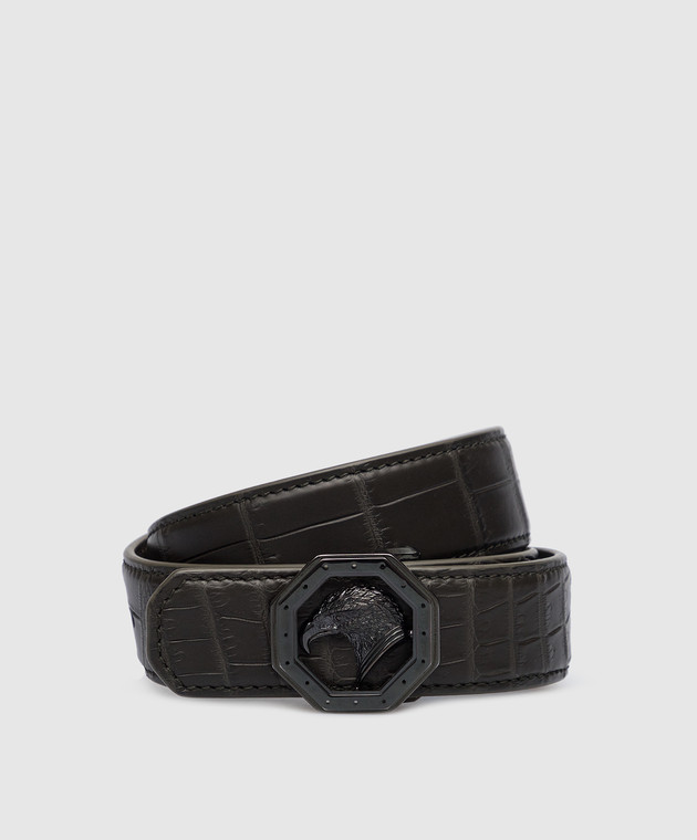 Stefano Ricci Children's black crocodile leather belt with logo Y301CSC502U
