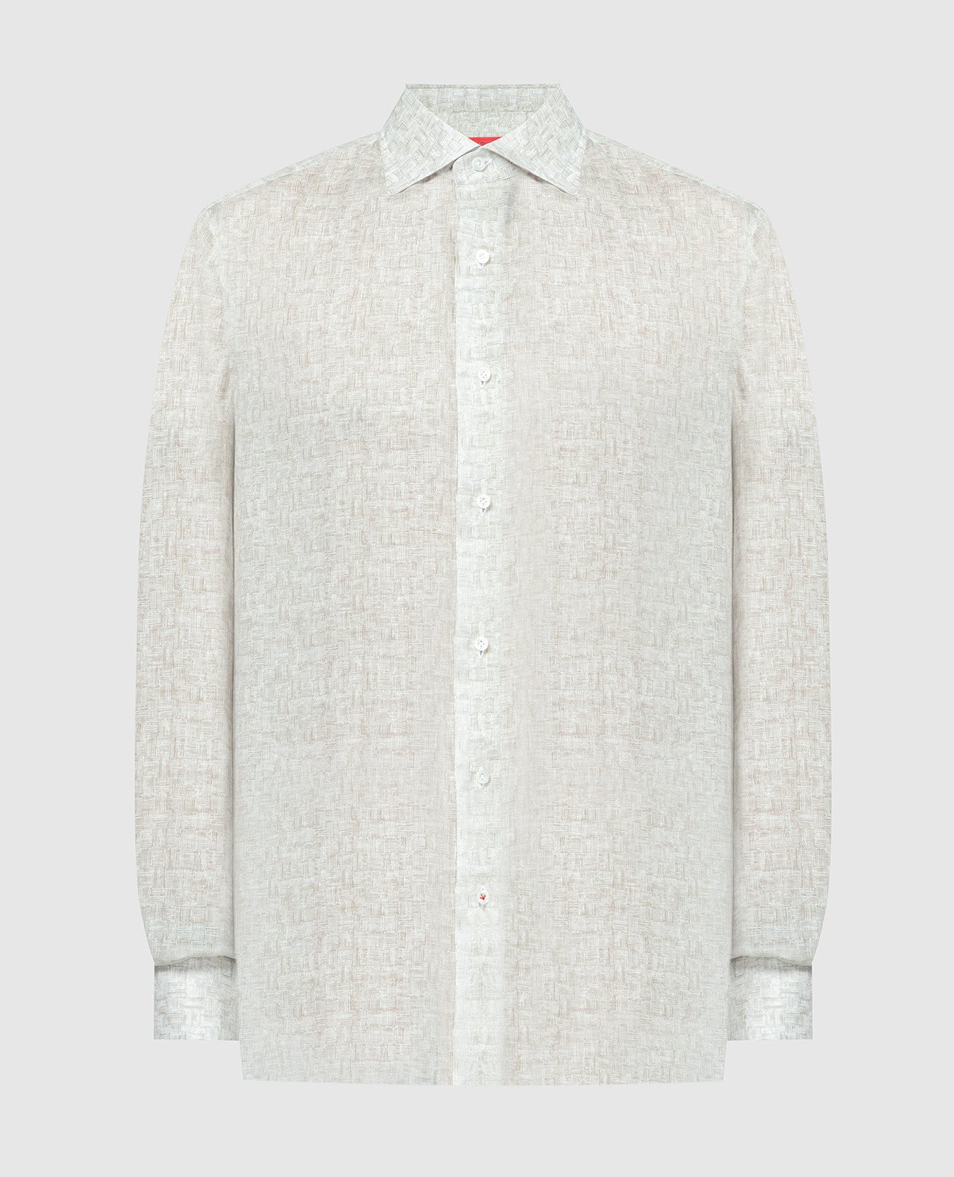 Beige linen shirt with a print