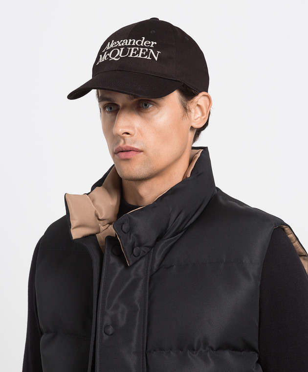 Alexander McQueen Чорна кепка з вишивкою логотипу 6886584105Q зображення 2