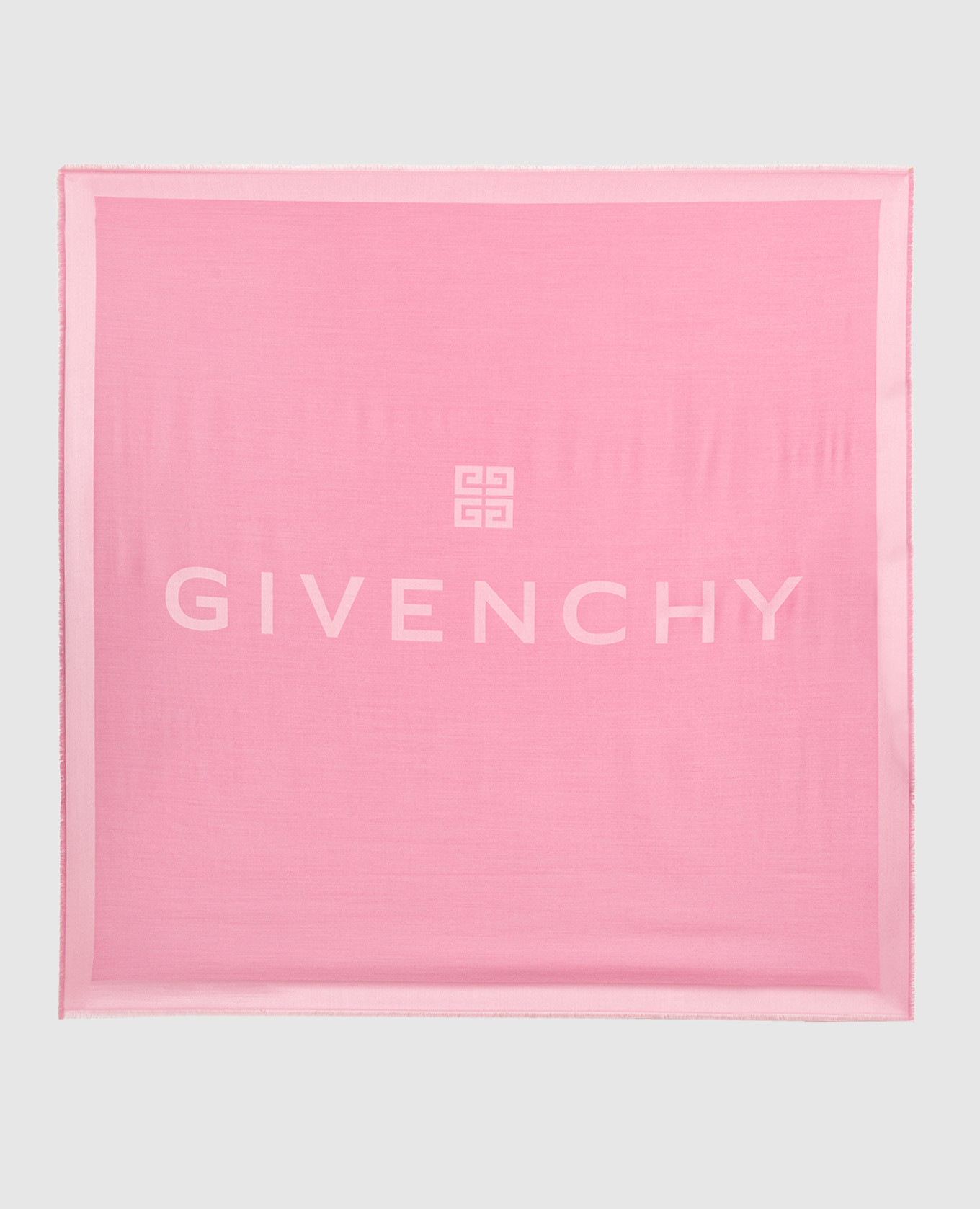 Розовый платок из шелка и шерсти с логотипом.
