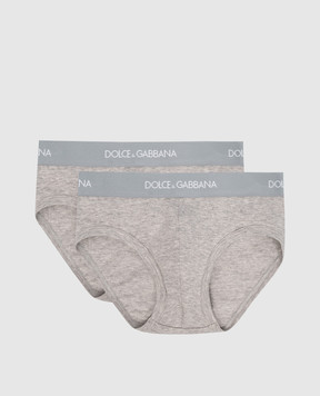 Dolce&Gabbana Дитячий набір сірих трусиків-сліпів з логотипом L4J700G7OCT