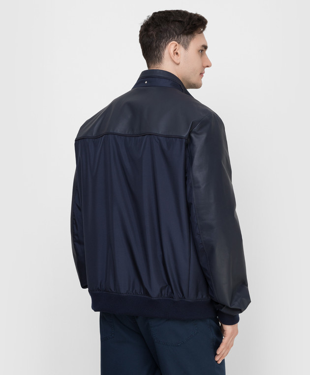 Stefano Ricci Темно-синя куртка з шовку та шкіри M7J2100171SETEC1 зображення 4