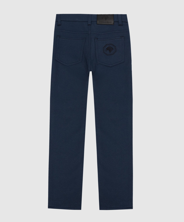 Stefano Ricci Children's blue pants with a logo patch YFT7400040K906 image 2