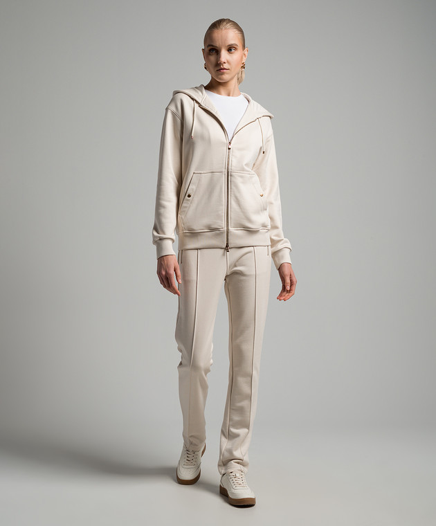 Agnona Бежевые спортивные брюки с шелком T70613YY2054 изображение 2