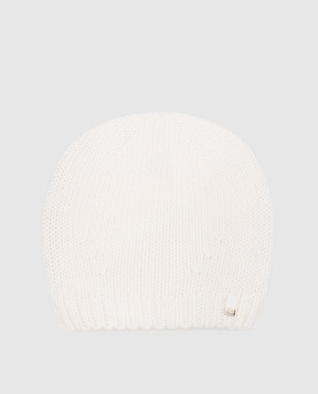 Herno Біла шапка з вовни та кашеміру з логотипом BER00005D70120