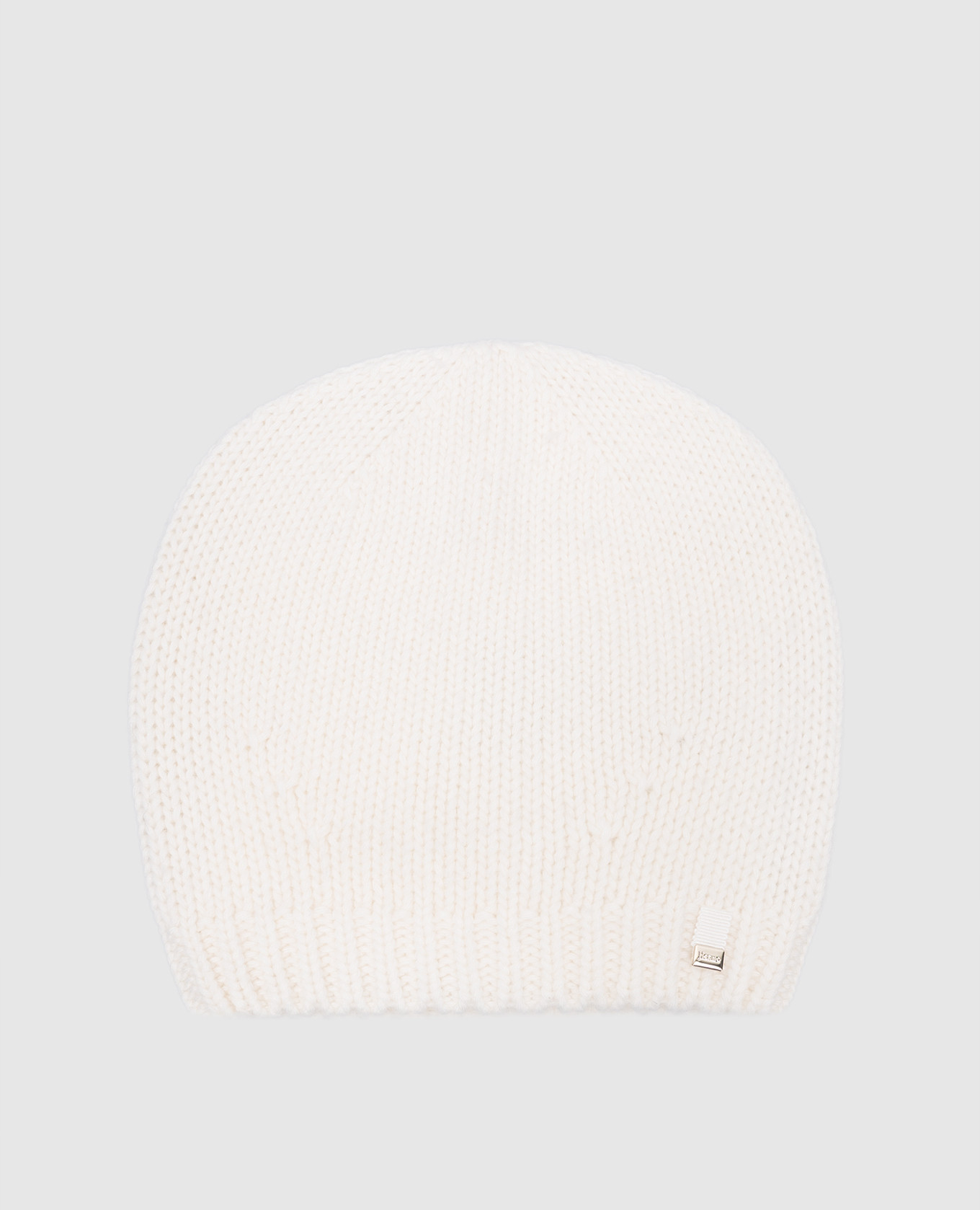White wool and cashmere beanie with logo