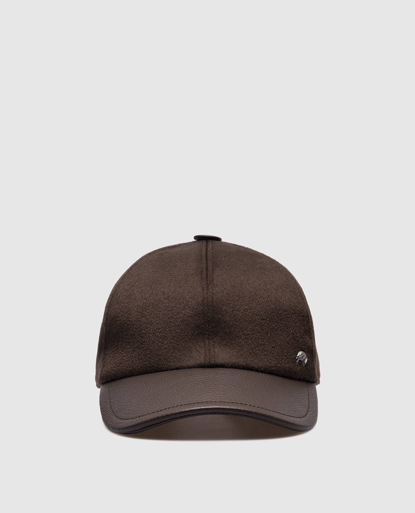 

Коричневый комбинированный кепка из кашемира и кожи, Кепки