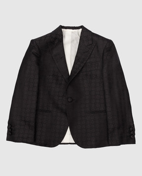 Stefano Ricci Детский черный шелковый пиджак в узор Y1RF731000HC4718