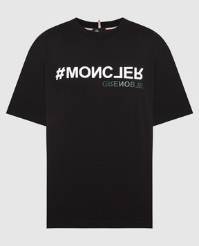 Moncler Grenoble Черная футболка с логотипом 8C0000583927