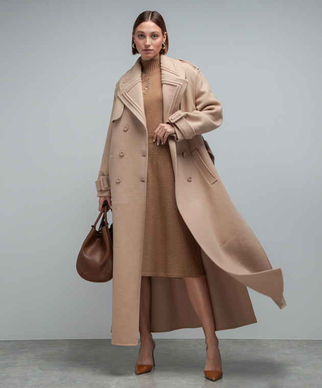 Ermanno Scervino Brown double-breasted coat made of wool D436D710LHNG image 2