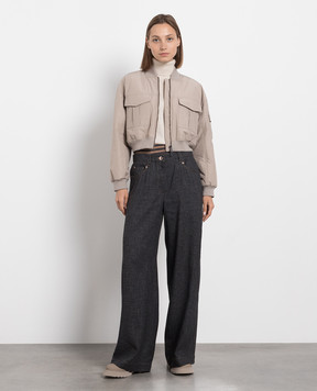Brunello Cucinelli Бежевый гольф из кашемира с цепочкой мониль M12150103P