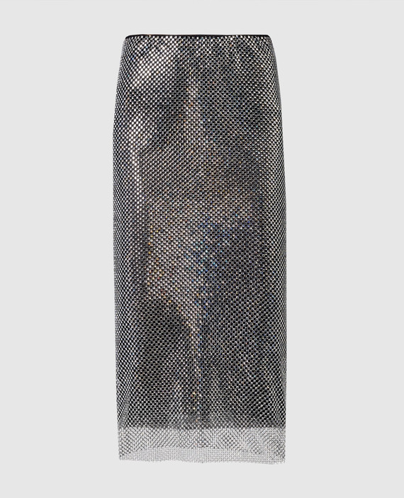 Silver skirt made of crystals