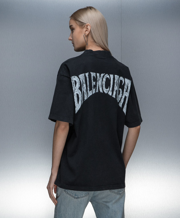 Balenciaga - Черная футболка с принтом логотипа 764235TPVU4 купить
