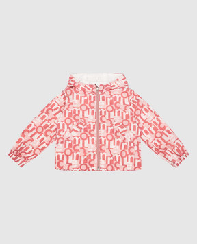 Moncler ENFANT Детская розовая куртка в принт логотипа 1A00022596QD